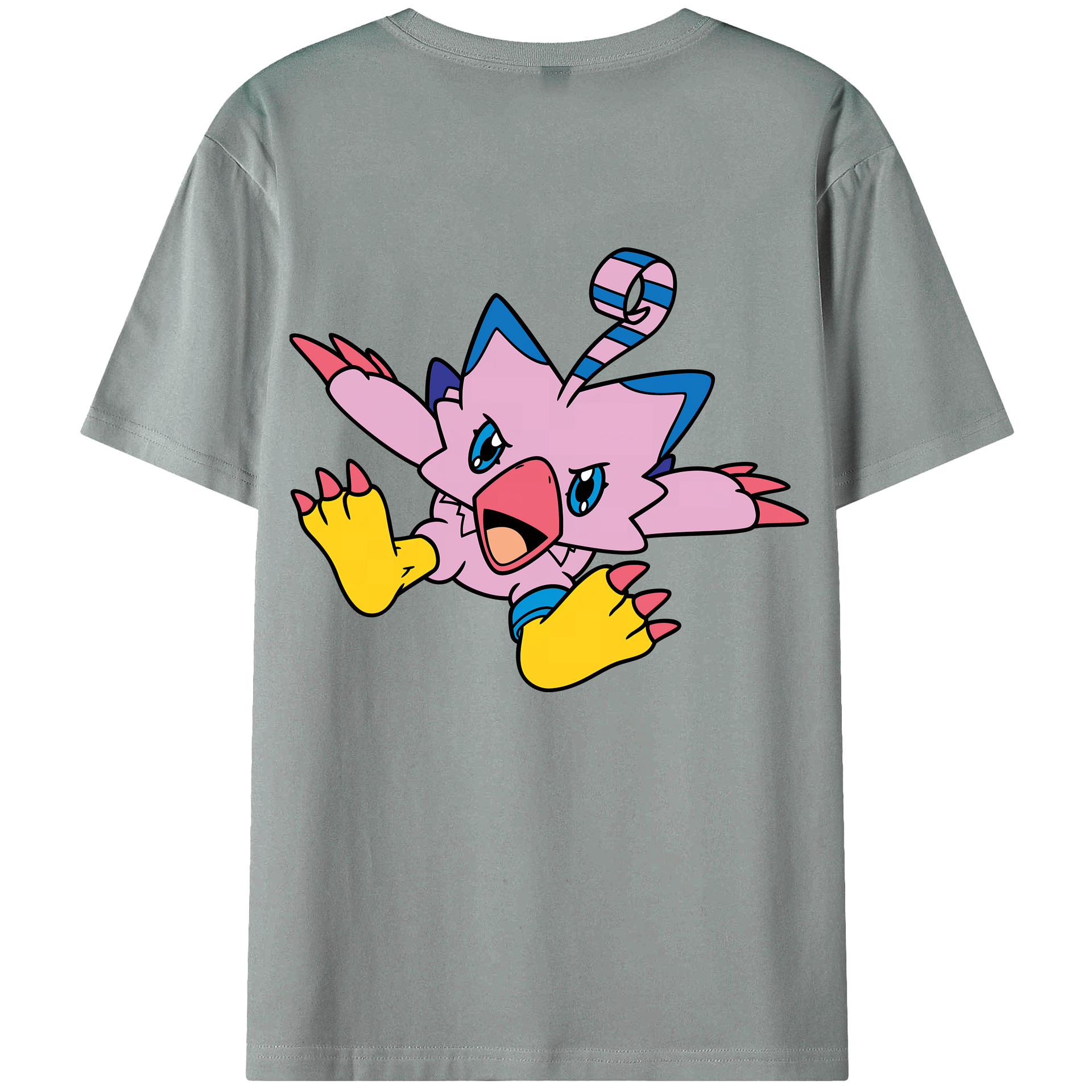 （画像用） Digimon デジタルモンスター/デジモン 綿100％ メンズ半袖Tシャツ（バックプリント） 通気性